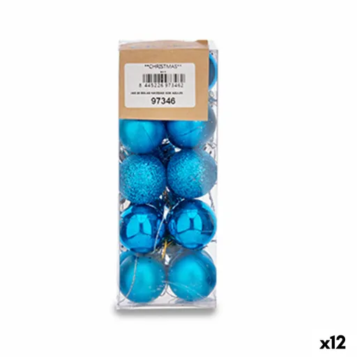 Conjunto de Bolas de Natal Ø 3 cm Azul Plástico (12 Unidades)