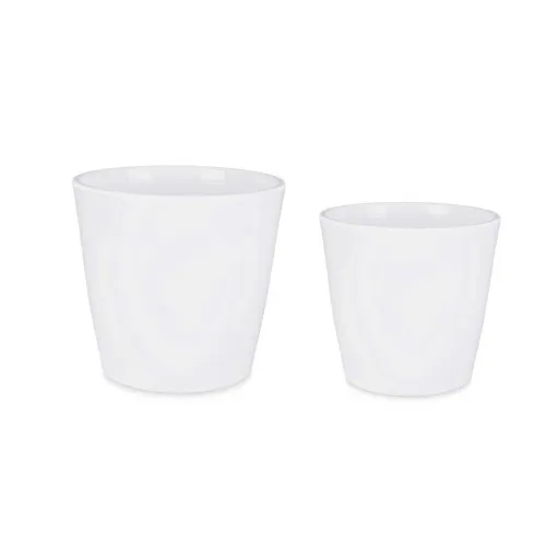 Conjunto de Vasos 2 Peças Ø 22 cm Ø 28 cm Branco Argila