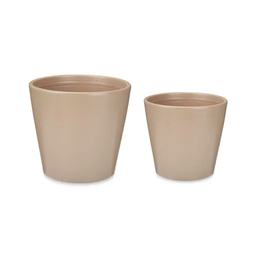 Conjunto de Vasos 2 Peças Ø 22 cm Ø 28 cm Bege Argila