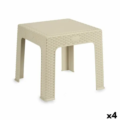 Mesa Infantil Rattan Creme Plástico 47 x 42,5 x 47 cm (4 Unidades)