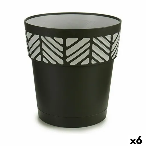 Vaso Autoirrigável Stefanplast Orfeo Antracite Plástico 25 x 25 x 25 cm (6 Unidades)