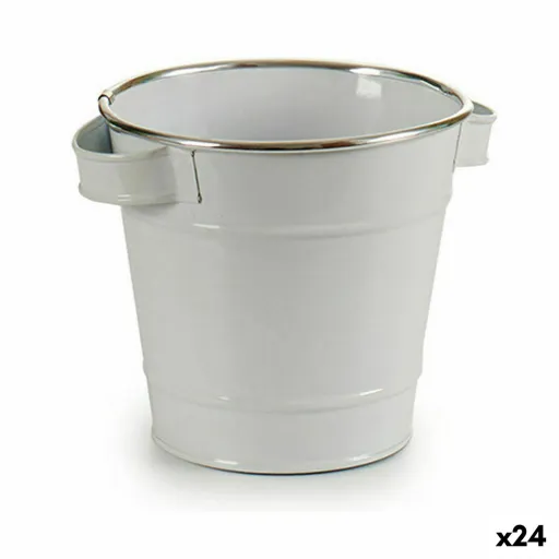 Plantador Cubo Branco Prateado Zinco 19,5 x 14,5 x 16,5 cm (24 Unidades)