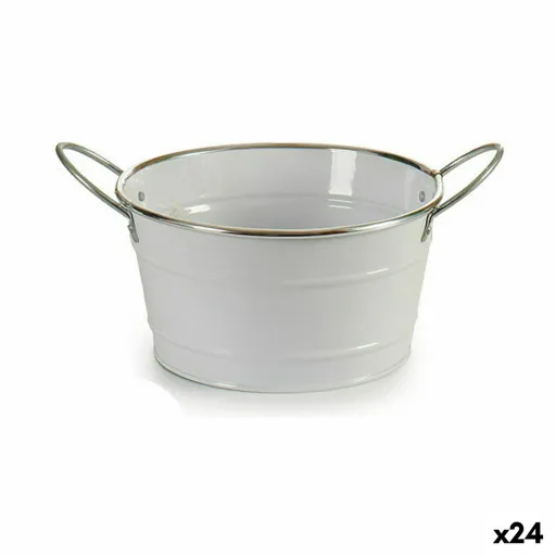 Plantador Cubo Branco Prateado Zinco 27,5 x 10,5 x 20 cm (24 Unidades)