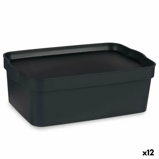 Caixa de Armazenagem com Tampa Antracite Plástico 6 L 21 x 11 x 32 cm (12 Unidades)