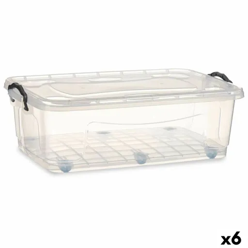 Caixa de Armazenamento com Rodas Transparente Plástico 30 L 40 x 20,5 x 63 cm (6 Unidades)