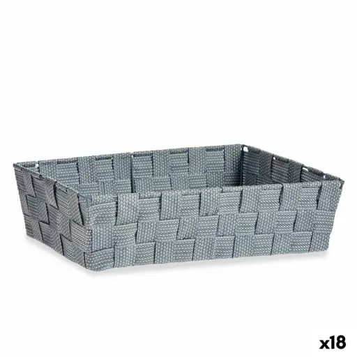 Cesta Multiusos Cinzento Tecido 3,8 L 34 x 8,5 x 21 cm (18 Unidades)