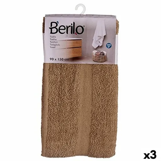 Toalha de Banho Berilo 89663 Camel 80 % Algodão 20 % Poliéster 90 x 150 cm (3 Unidades)