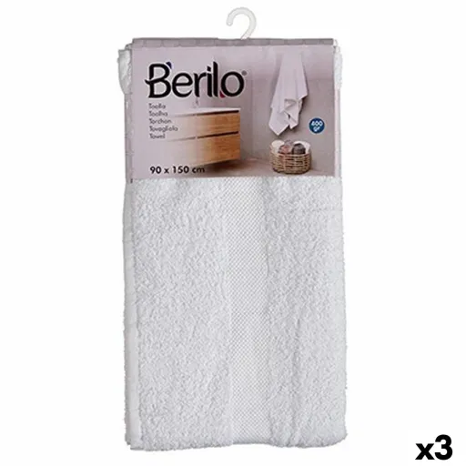 Toalha de Banho Berilo 89679 Branco 80 % Algodão 20 % Poliéster 90 x 150 cm 90 x 0,5 x 150 cm (3 Unidades)