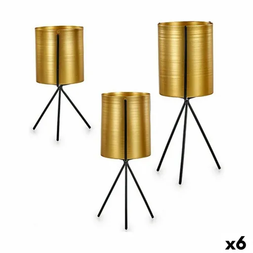 Conjunto de Vasos Preto Dourado Metal (6 Unidades)