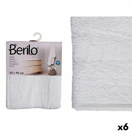 Toalha de Banho 50 x 90 cm Branco (6 Unidades)