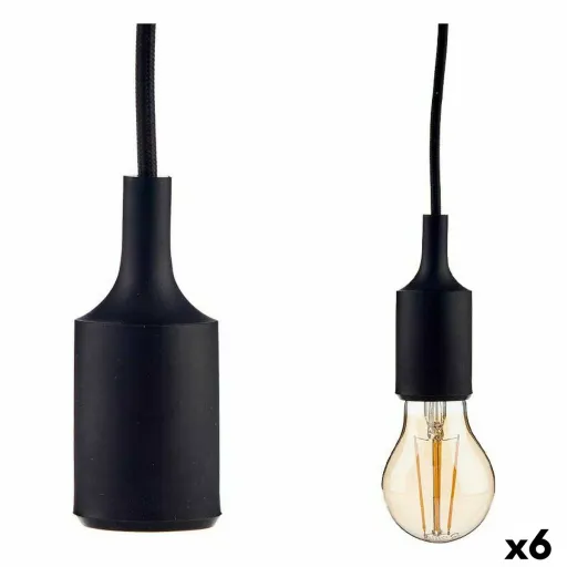 Candeeiro de Teto 60 W 220-250 V Preto Plástico (6 Unidades)