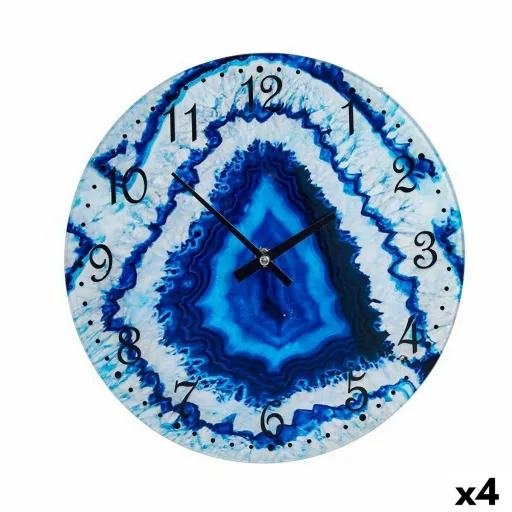 Relógio de Parede Mármore Azul Cristal 30 x 4 x 30 cm (4 Unidades)