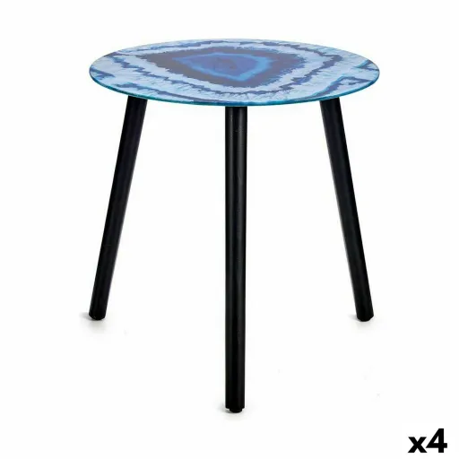 Mesa de Apoio Mármore Azul Preto Cristal 40 x 41,5 x 40 cm (4 Unidades)