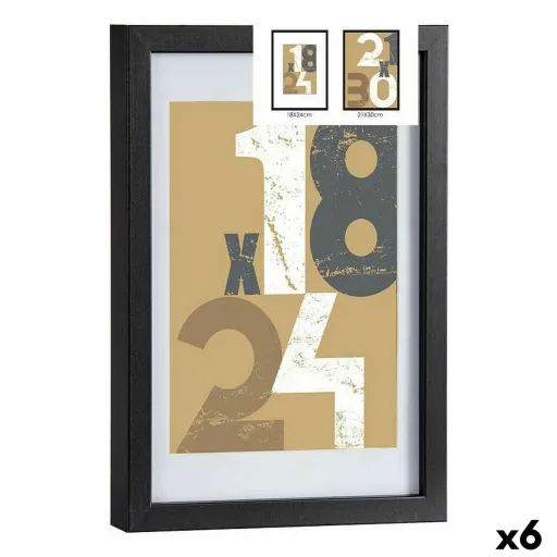 Moldura de Fotos 24 x 2,5 x 32,5 cm Preto Vidro Madeira MDF (6 Unidades)