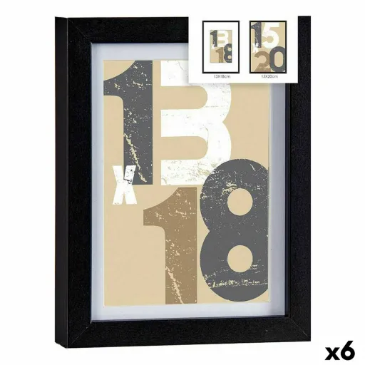 Moldura de Fotos 18 x 23 x 2,5 cm Preto Vidro Madeira MDF (6 Unidades)