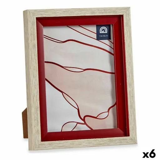 Moldura de Fotos 17 x 2 x 21,8 cm Cristal Vermelho Madeira Castanho Plástico (6 Unidades)