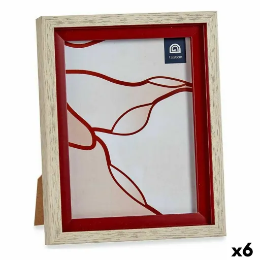 Moldura de Fotos 18,8 x 2 x 24 cm Cristal Vermelho Madeira Castanho Plástico (6 Unidades)