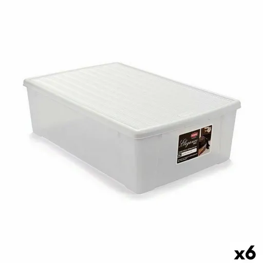 Caixa de Armazenagem com Tampa Stefanplast Elegance Branco Plástico 38,5 x 17 x 59,5 cm (6 Unidades)