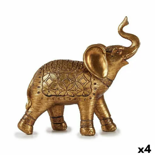 Figura Decorativa Elefante Dourado 27,5 x 27 x 11 cm (4 Unidades)