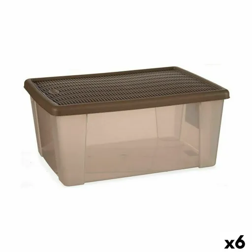 Caixa de Armazenagem com Tampa Stefanplast Elegance Castanho Plástico 29 x 17 x 39 cm (6 Unidades)