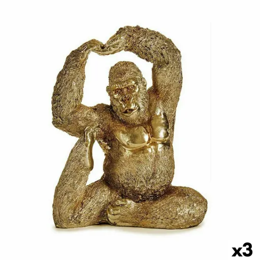 Figura Decorativa Yoga Gorila Dourado 14 x 30 x 25,5 cm (3 Unidades)