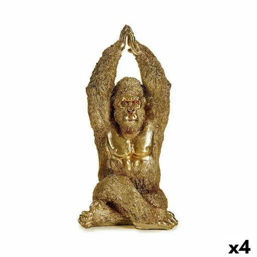 Figura Decorativa Yoga Gorila Dourado 17 x 36 x 19,5 cm (4 Unidades)