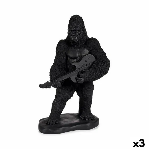 Figura Decorativa Gorila Guitarra Preto 17,5 x 38 x 27 cm (3 Unidades)