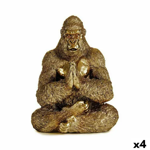 Figura Decorativa Yoga Gorila Dourado 16 x 27,5 x 22 cm (4 Unidades)