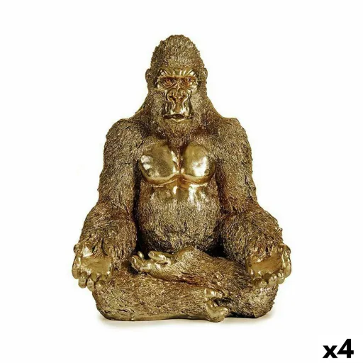 Figura Decorativa Gorila Yoga Dourado 19 x 26,5 x 22 cm (4 Unidades)