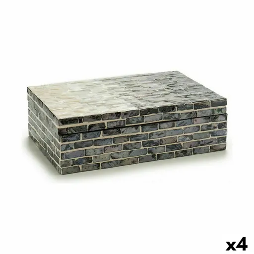 Caixa Decorativa Cinzento Madrepérola Aglomerado 15,2 x 7,2 x 25 cm (4 Unidades)