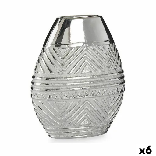 Vaso Largura do Produto Prateado Cerâmica 9,8 x 26,5 x 22 cm (6 Unidades)