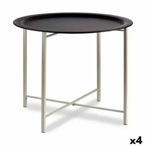 Mesa de Apoio Branco Preto Metal 62 x 48,5 x 62 cm (4 Unidades)