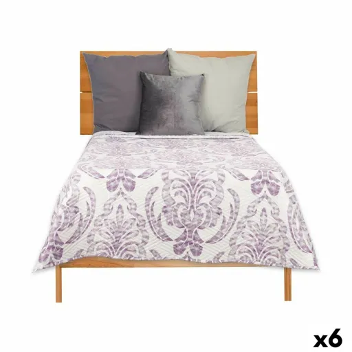 Colcha Reversível 180 x 260 cm Branco Roxo (6 Unidades)