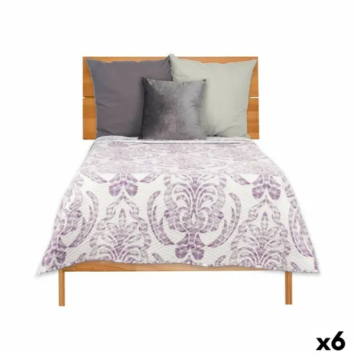 Colcha Reversível 240 x 260 cm Branco Roxo (6 Unidades)