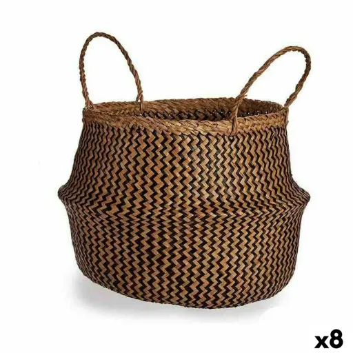 Cesta Decorativa Castanho Preto Junco 8 L 36 x 30 x 36 cm (8 Unidades)