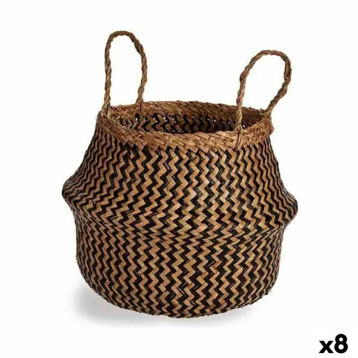 Cesta Decorativa Preto Natural Junco 8 L 31 x 38 x 31 cm (8 Unidades)