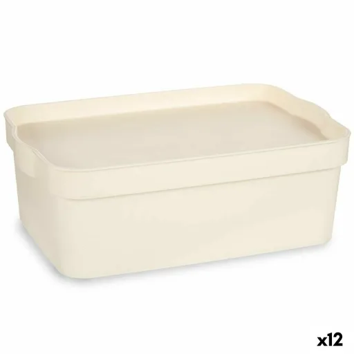 Caixa de Armazenagem com Tampa Creme Plástico 6 L 21,5 x 11 x 31,5 cm (12 Unidades)