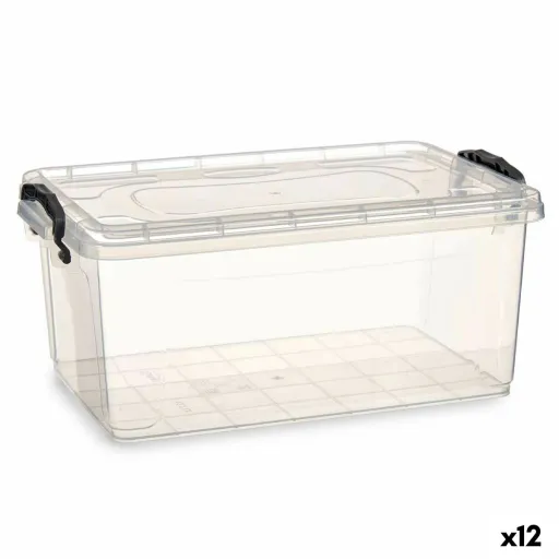 Caixa de Armazenagem com Tampa Transparente Plástico 13,7 L 27,5 x 18 x 42,5 cm (12 Unidades)