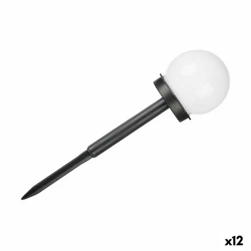 Baliza Ibergarden 10 CM BALL Branco Preto Plástico 10 x 34,5 x 10 cm Bol Carregamento Solar (12 Unidades)