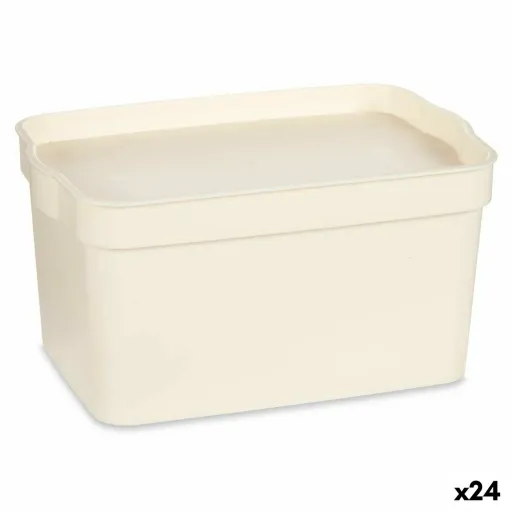 Caixa de Armazenagem com Tampa Creme Plástico 2,3 L 13,5 x 11 x 20 cm (24 Unidades)