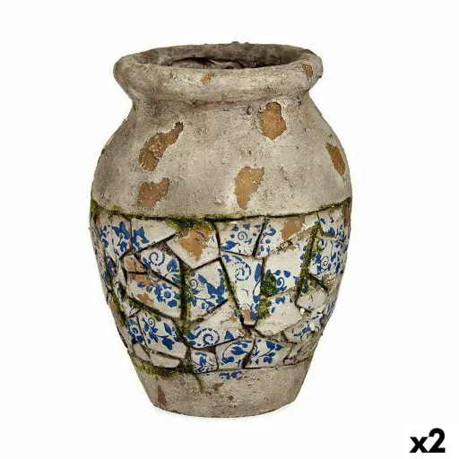 Figura Decorativa para Jardim Vaso Poliresina 25 x 32,5 x 25 cm (2 Unidades)