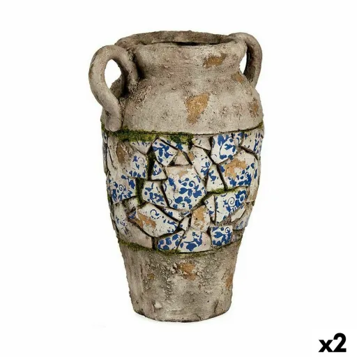 Figura Decorativa para Jardim Vaso Poliresina 21 x 34,5 x 28 cm (2 Unidades)