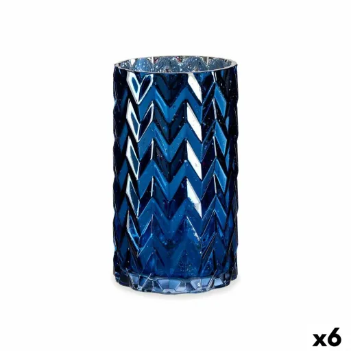 Vaso Lapidado Espiga Azul Cristal 11,3 x 19,5 x 11,3 cm (6 Unidades)