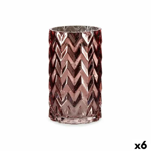 Vaso Lapidado Espiga Cor de Rosa Cristal 11,3 x 19,5 x 11,3 cm (6 Unidades)