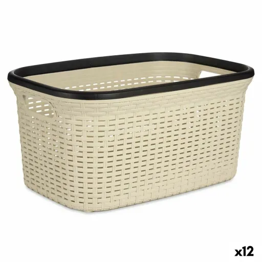 Cesto da Roupa Creme Plástico 36 L 36 x 25,5 x 52,5 cm (12 Unidades)