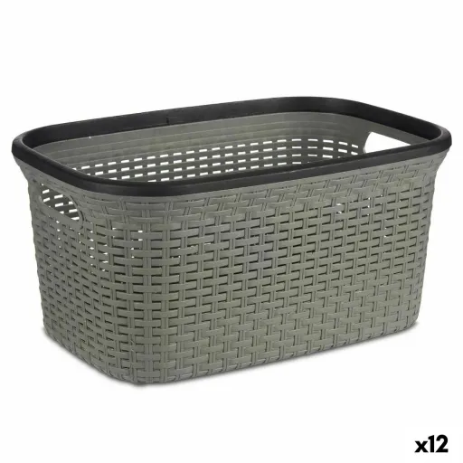 Cesto da Roupa Cinzento Plástico 36 L 36 x 25,5 x 53 cm (12 Unidades)