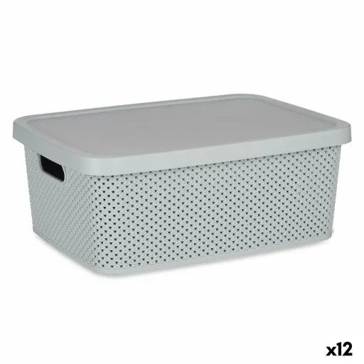 Caixa de Armazenagem com Tampa Cinzento Plástico 13 L 28 x 15 x 39 cm (12 Unidades)