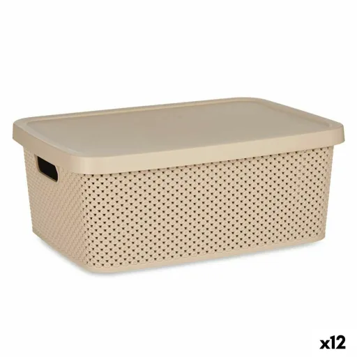 Caixa de Armazenagem com Tampa Bege Plástico 13 L 28 x 15 x 39 cm (12 Unidades)