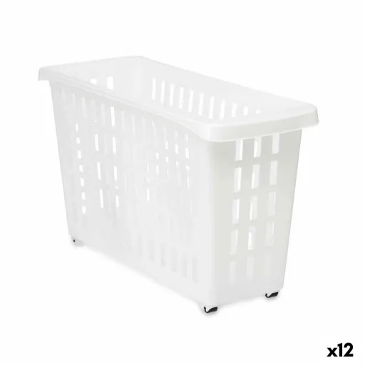 Cesta Multiusos Com Rodas Branco Plástico 17,5 x 26 x 46 cm (12 Unidades)