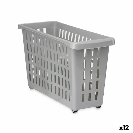 Cesta Multiusos Com Rodas Cinzento Plástico 17,5 x 26 x 46 cm (12 Unidades)